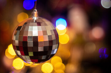 Christmas silver ball hanging on 