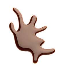 Spilled liquid chocolate on white background