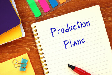 Business concept meaning Production Plans with phrase on the piece of paper.