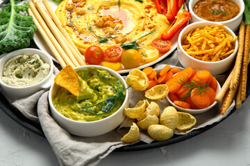 Different kinds of hummus dips