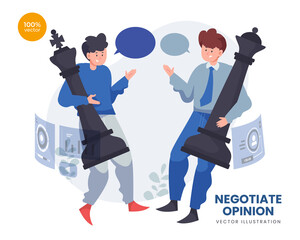Negotiation vector Illustration idea concept for landing page template,Team discussion about rule, business communication symbol, dialogue and partnership agreement deal, Flat Styles