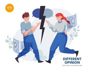 Different opinion vector Illustration idea concept for landing page template,Debate process, discussion with various viewpoint, argument and perspective, diversity in idea. Flat Styles