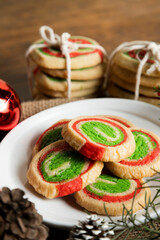 Christmas butter cookies on the table decorated for the Christmas holidays - culinary traditions on Christmas Eve - Christmas content