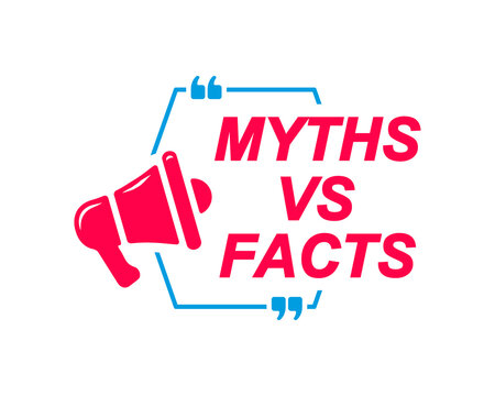 Myths Vs Facts Labels. Speech Bubbles With Megaphone Icon. Advertising And Marketing Sticker.