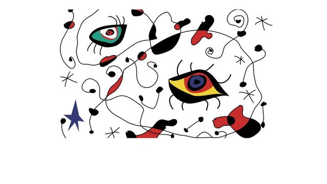 Animation of digital fake surrealist painting. Abstract geometric colorful background