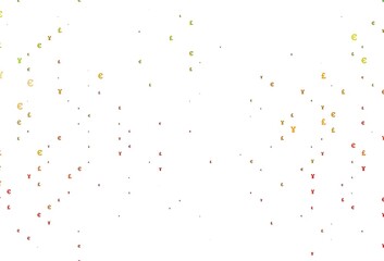 Light Green, Red vector background with Euro, Yen, Pound.