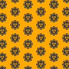 seamless pattern biohazard symbol virus and infection warning vector concept