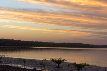 After sunset, River Gambia from Tendaba Camp, Gambia.