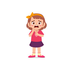 cute little kid girl show worry and scared pose expression
