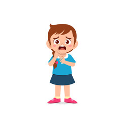 cute little kid girl show worry and scared pose expression