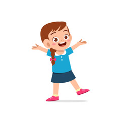 cute little kid girl show happy and friendly pose expression