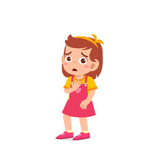 cute little kid girl show scared and worried pose expression