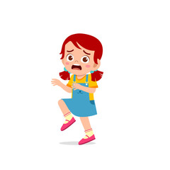 cute little kid girl show panic and worried pose expression