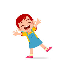 cute little kid girl show happy and celebrate pose expression