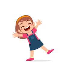 cute little kid girl show happy and celebrate pose expression