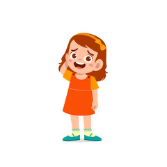 cute little kid girl show unsure and confused pose expression