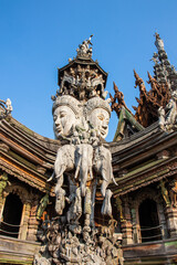 Fototapeta na wymiar The Sanctuary of Truth Pattaya district Chonburi Thailand Asia