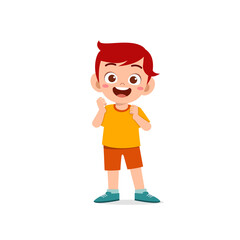 cute little kid boy show happy and friendly pose expression