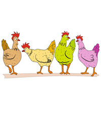 Hühner, Landwirtschaft, Illustration