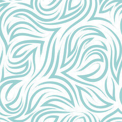 turquoise flowing lines and corners vector seamless pattern isolated on white background.Elegant flowing texture and stripes of brush strokes.