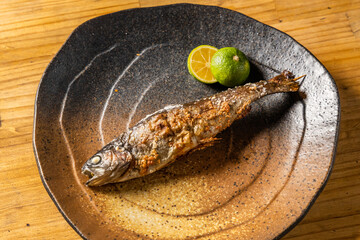 鮎の塩焼き　Photo of grilled sweetfish with salt