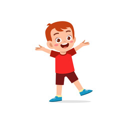 cute little kid boy show happy and friendly pose expression