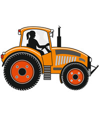 Traktor, Bäuerin, Illustration