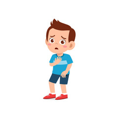 cute little kid boy show worry and scared pose expression
