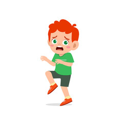 Obraz premium cute little kid boy show worry and scared pose expression