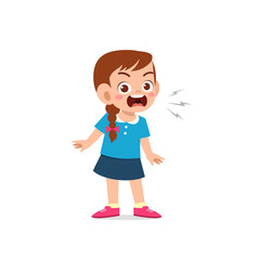 cute little kid girl stand and show angry pose expression