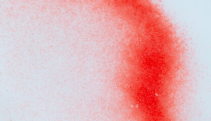 Red paint on the snow in winter.