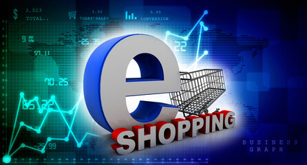 3d illustration Shopping Cart with internet shopping
