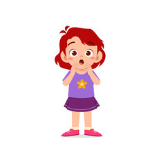 cute little kid girl show shock and amazed pose expression