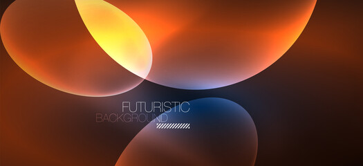 Neon ellipses abstract backgrounds. Shiny bright round shapes glowing in the dark. Vector futuristic illustrations for covers, banners, flyers and posters and other