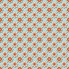 Flowery pattern with horizontal stripes