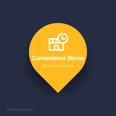 convenience stores map spotlight location vector Icon 
