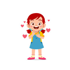 cute little kid girl show love and happy pose expression
