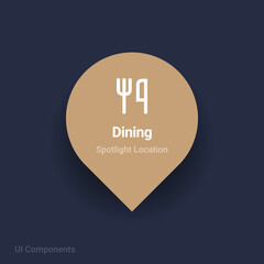 dining, restaurants map spotlight location vector Icon.
