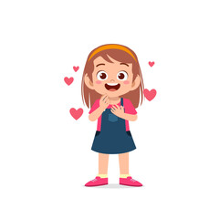 cute little kid girl show love and happy pose expression