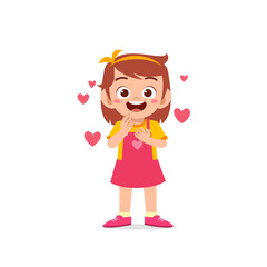 cute little kid girl show love and happy pose expression