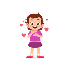 cute little kid girl show love and happy pose expression