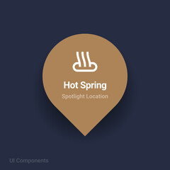 dry spas, hot springs map spotlight location vector Icon.