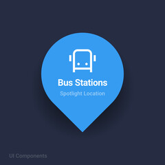  express bus stations, transportation map spotlight location vector Icon.