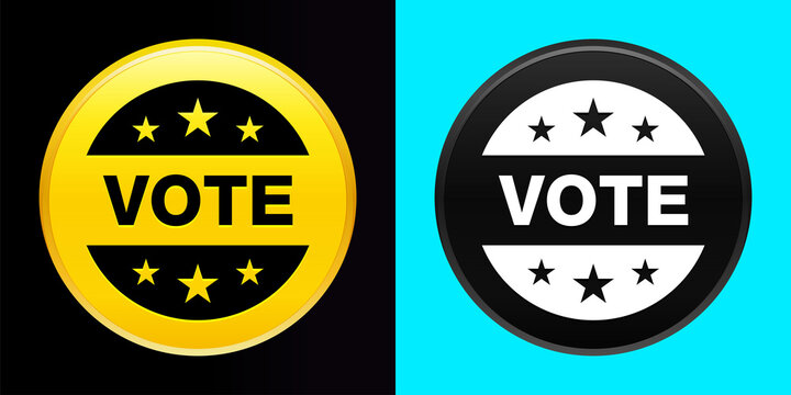 Vote badge icon flat exclusive button set