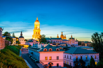 Fototapeta premium Great Lavra bell tower at dusk in Kiev, Ukraine