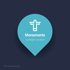 Obraz premium landmarks, monuments map spotlight location vector Icon.