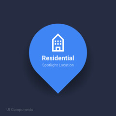 residential, housing, apartments map spotlight location vector Icon.