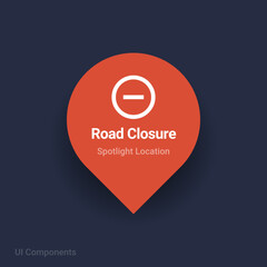 road closure map spotlight location vector Icon.