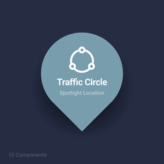 rotary, roundabout, traffic circle map spotlight location vector Icon.