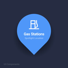 service, gas stations map spotlight location vector Icon.